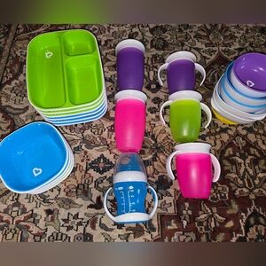 Colorful 21pc Munchkin Cups, Bowls, and Plates Set